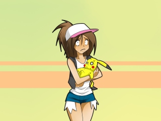 Hipster Girl And Her Pikachu wallpaper 320x240