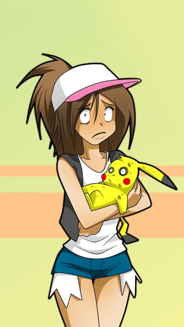 Обои Hipster Girl And Her Pikachu 640x1136