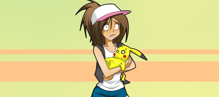Hipster Girl And Her Pikachu wallpaper 720x320
