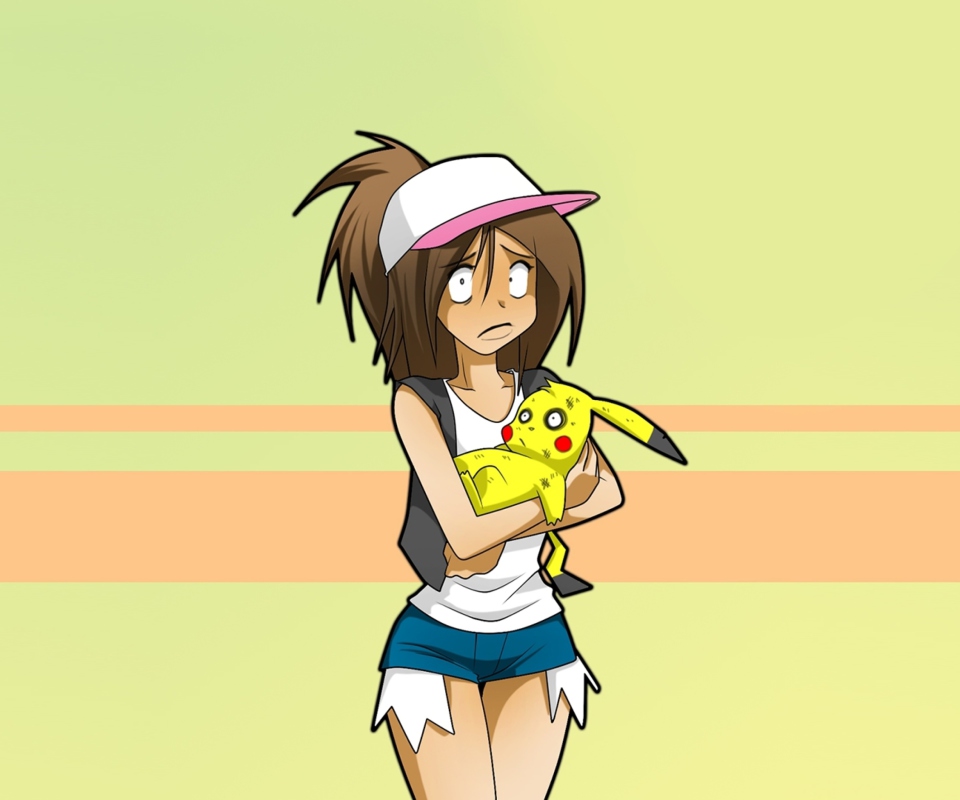 Hipster Girl And Her Pikachu wallpaper 960x800