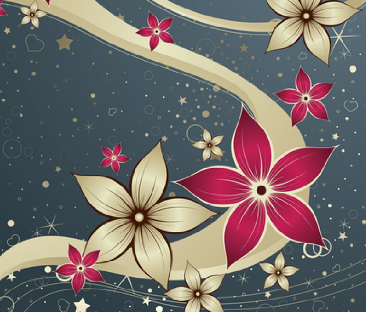 Screenshot №1 pro téma Drawn Flowers 1200x1024