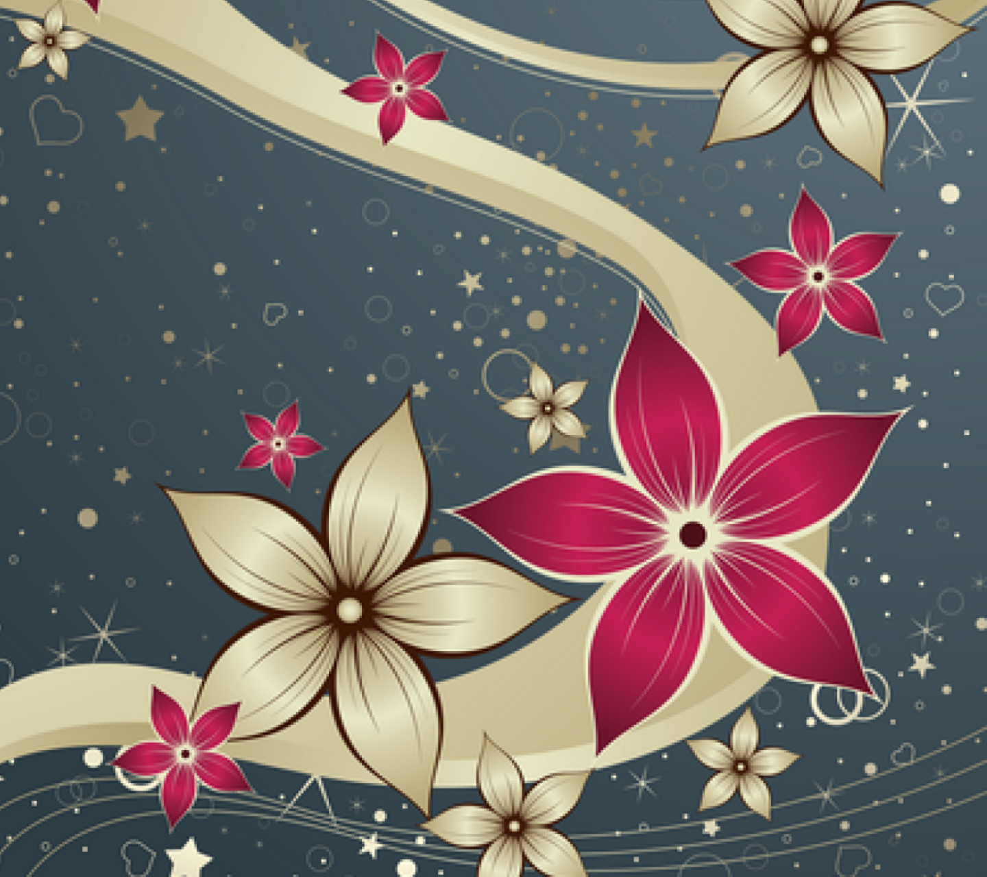 Screenshot №1 pro téma Drawn Flowers 1440x1280