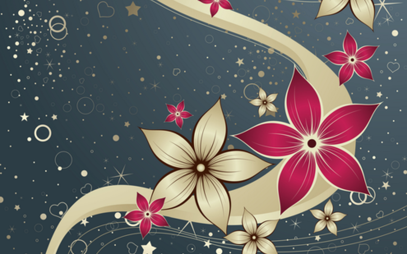 Screenshot №1 pro téma Drawn Flowers 1680x1050