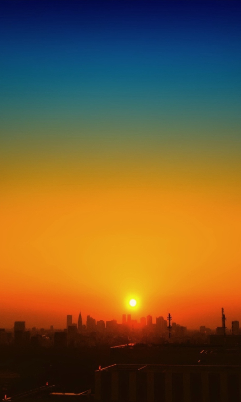 Das Sunset Over Town Wallpaper 768x1280