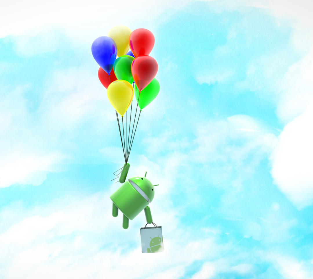 Android Balloon Flight wallpaper 1080x960