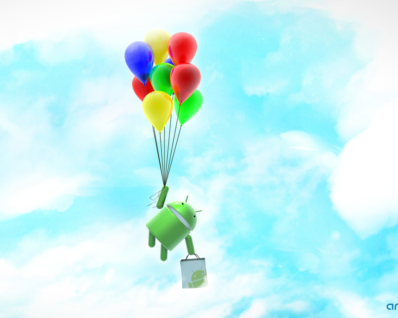 Android Balloon Flight wallpaper 1280x1024