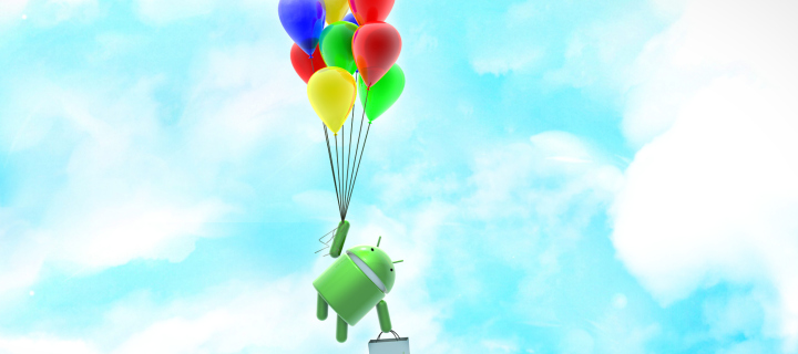 Android Balloon Flight wallpaper 720x320