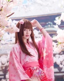 Das Japanese Girl in Kimono Wallpaper 128x160