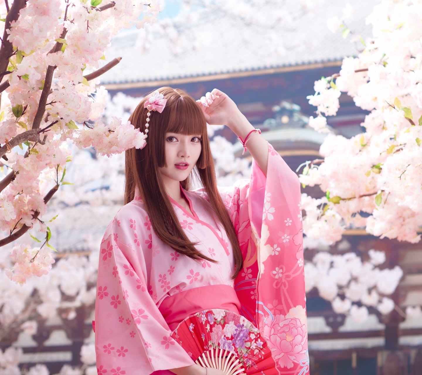 Das Japanese Girl in Kimono Wallpaper 1440x1280