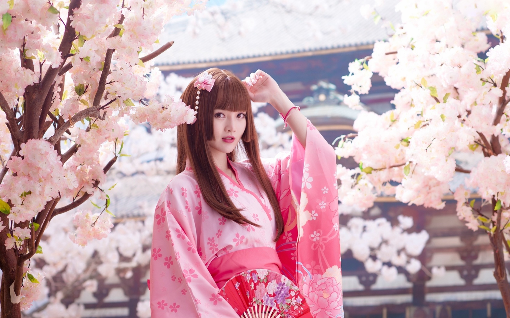 Das Japanese Girl in Kimono Wallpaper 1680x1050