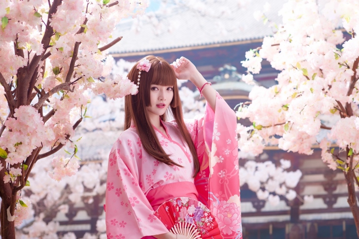 Das Japanese Girl in Kimono Wallpaper