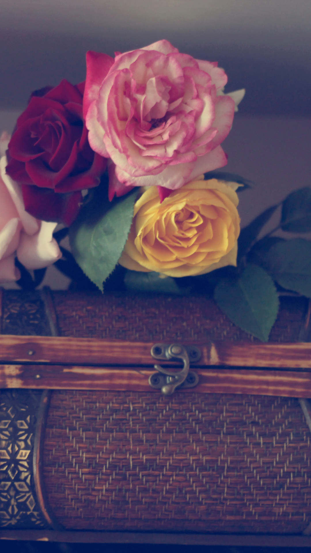 Flowers And Vintage Box wallpaper 1080x1920