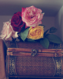 Flowers And Vintage Box wallpaper 128x160