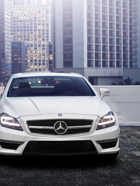 White Mercedes Benz Cls screenshot #1 480x640