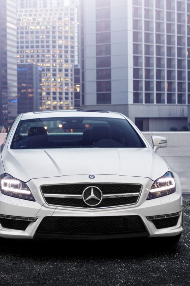 White Mercedes Benz Cls wallpaper 640x960