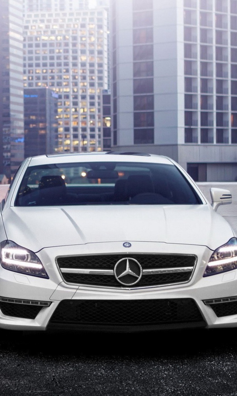 White Mercedes Benz Cls wallpaper 768x1280