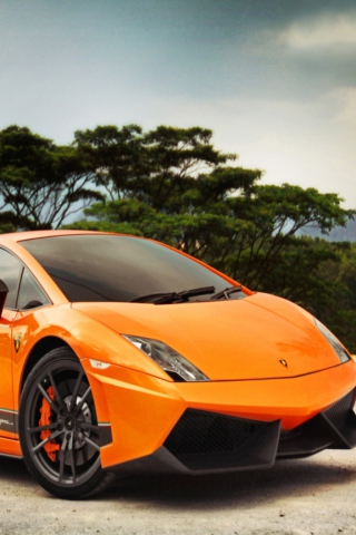 Обои Orange Lamborghini 320x480