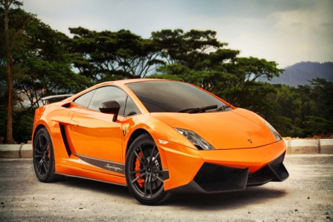 Обои Orange Lamborghini 480x320