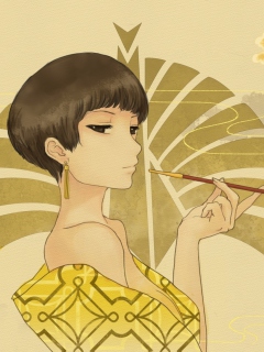 Japanese Style Girl Drawing wallpaper 240x320