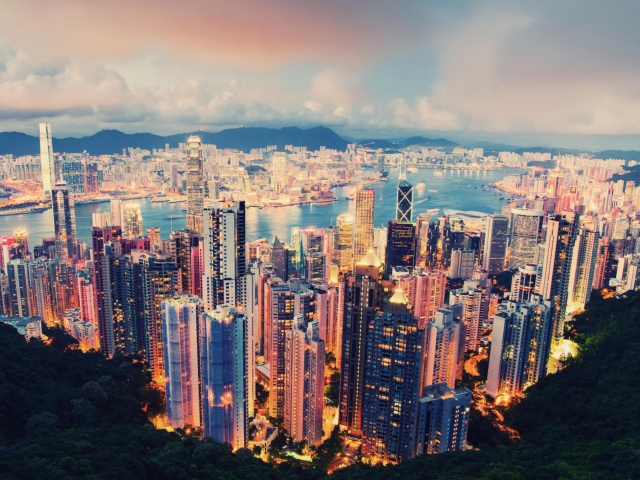 Das City Lights Of Hong Kong Wallpaper 640x480