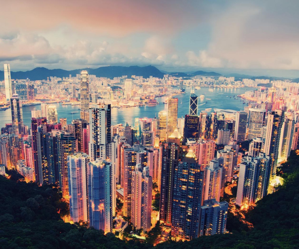 Обои City Lights Of Hong Kong 960x800