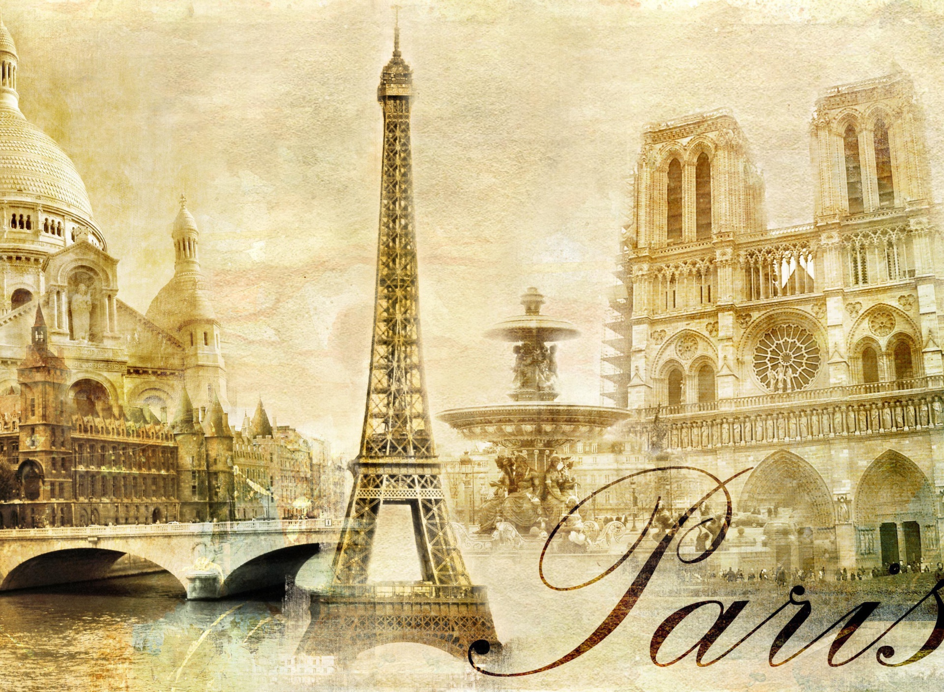 Fondo de pantalla Paris, Sacre Coeur, Cathedrale Notre Dame 1920x1408