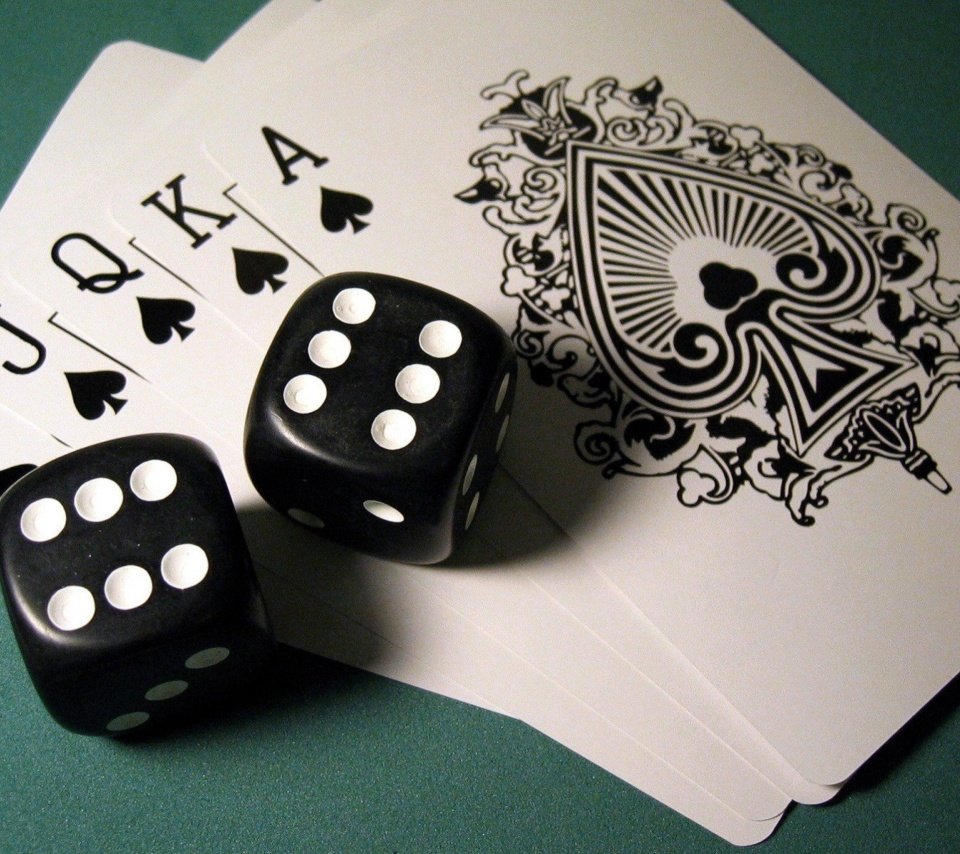 Das Gambling Dice and Cards Wallpaper 960x854