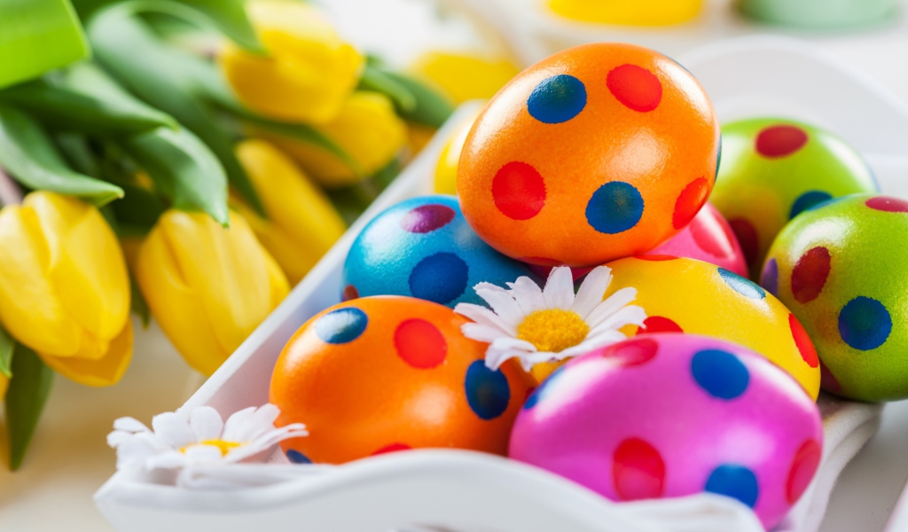 Das Colorful Polka Dot Easter Eggs Wallpaper 1024x600