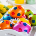 Обои Colorful Polka Dot Easter Eggs 128x128