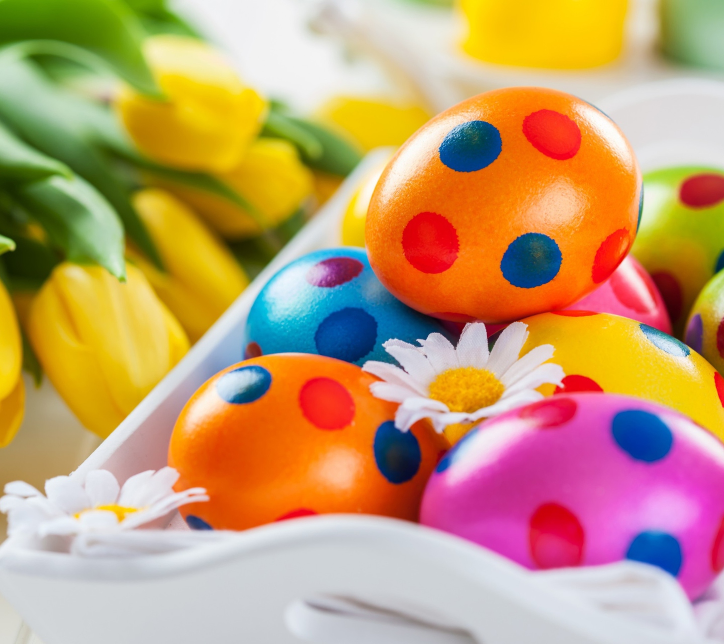 Das Colorful Polka Dot Easter Eggs Wallpaper 1440x1280