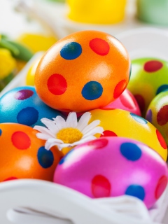 Colorful Polka Dot Easter Eggs wallpaper 240x320