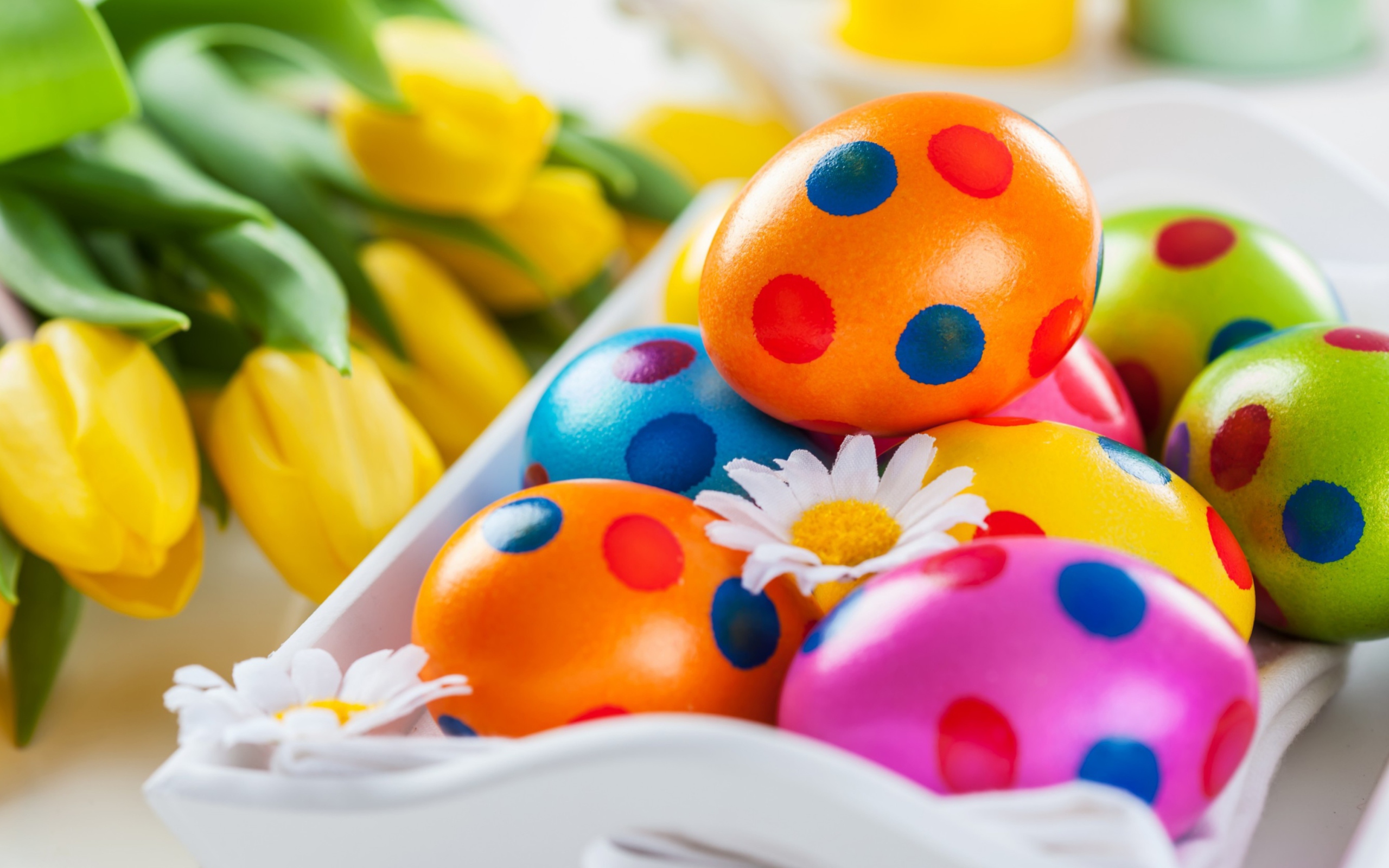 Обои Colorful Polka Dot Easter Eggs 2560x1600