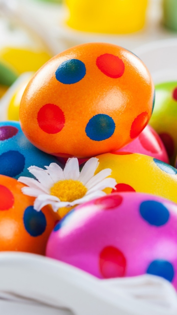 Das Colorful Polka Dot Easter Eggs Wallpaper 360x640