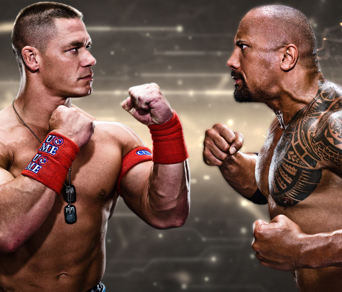 Fondo de pantalla The Rock vs John Cena 1200x1024