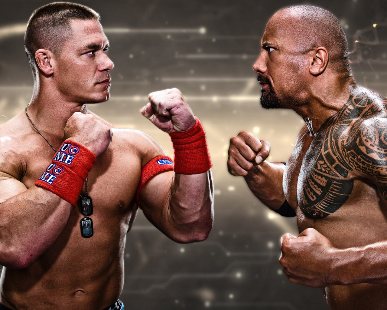The Rock vs John Cena wallpaper 1280x1024