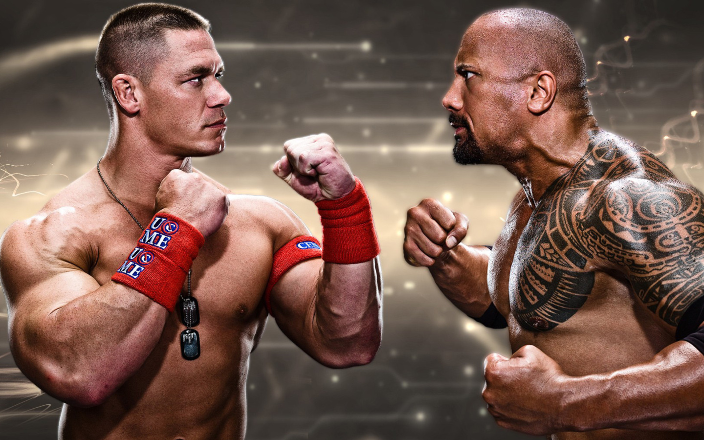 Fondo de pantalla The Rock vs John Cena 1440x900