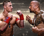 Sfondi The Rock vs John Cena 176x144