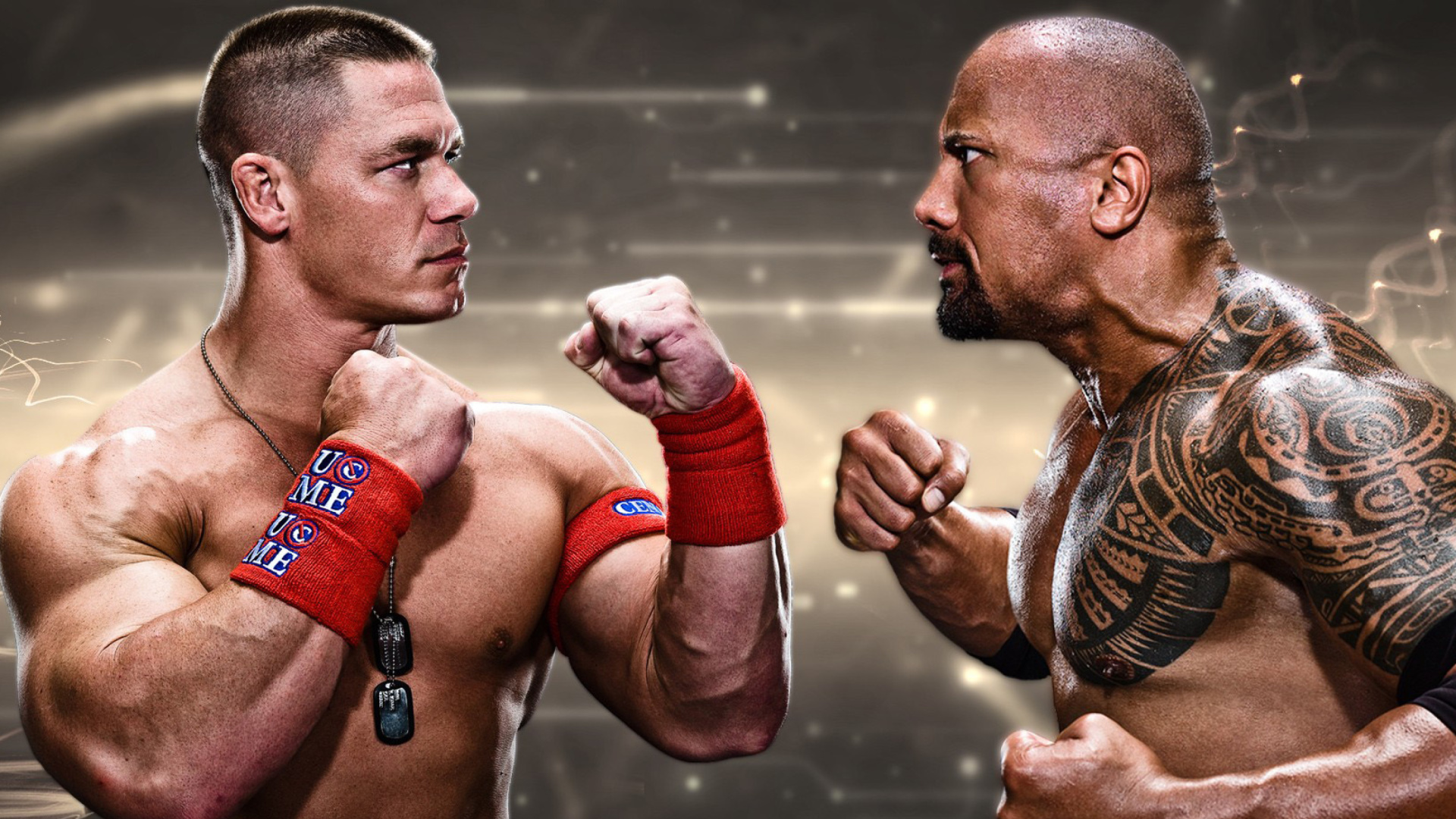 Обои The Rock vs John Cena 1920x1080