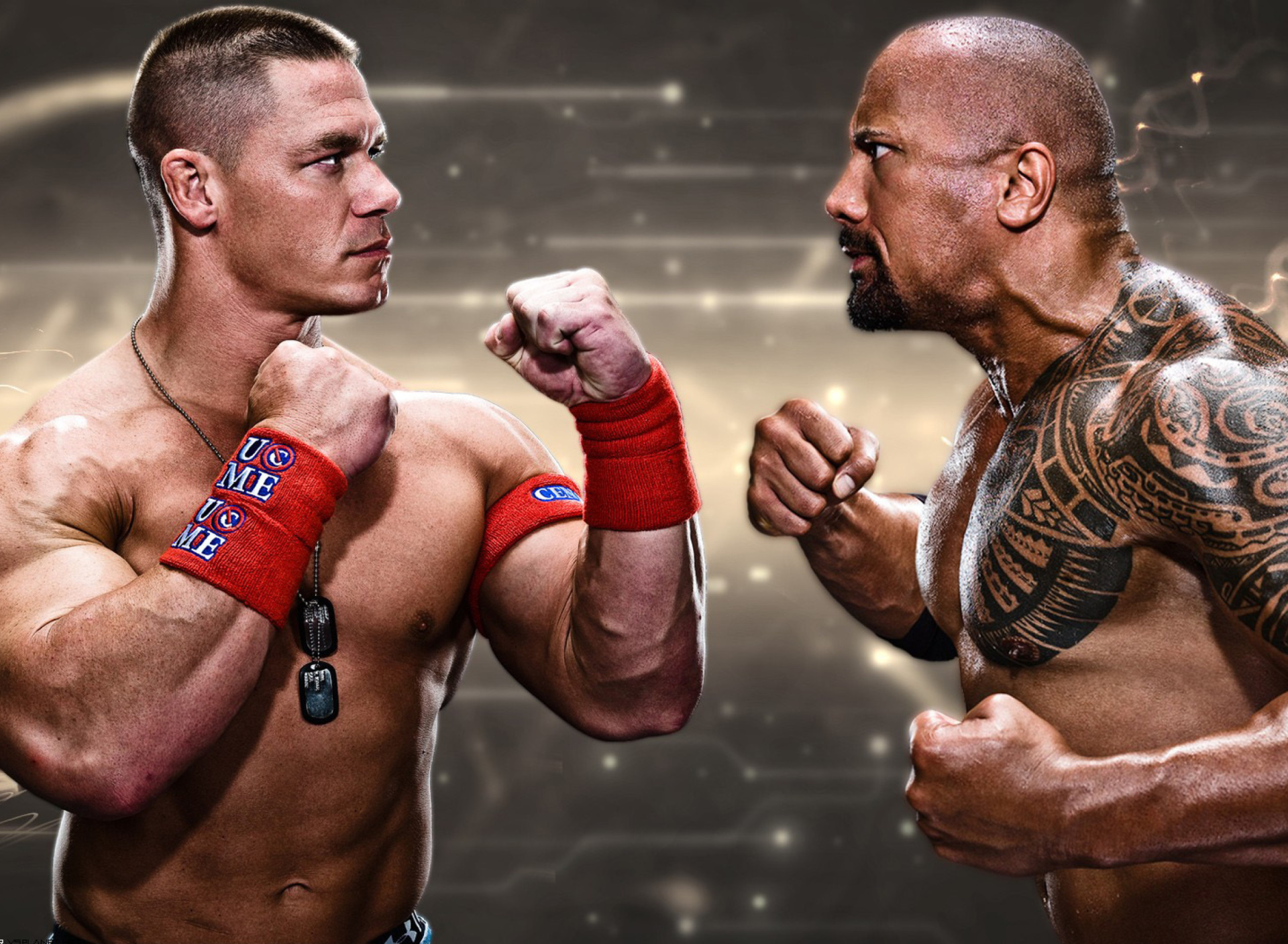 Fondo de pantalla The Rock vs John Cena 1920x1408
