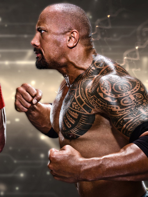 Обои The Rock vs John Cena 480x640