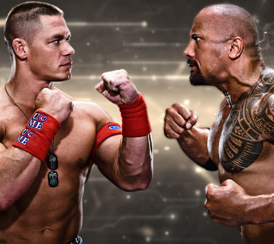 Sfondi The Rock vs John Cena 960x854