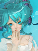 Anime Art - Girl With Blue Eyes Underwater screenshot #1 132x176