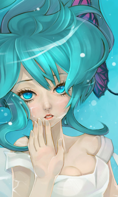 Anime Art - Girl With Blue Eyes Underwater wallpaper 240x400