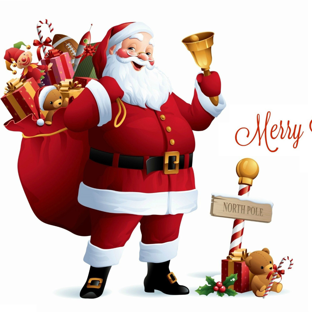 Fondo de pantalla HO HO HO Merry Christmas Santa Claus 1024x1024