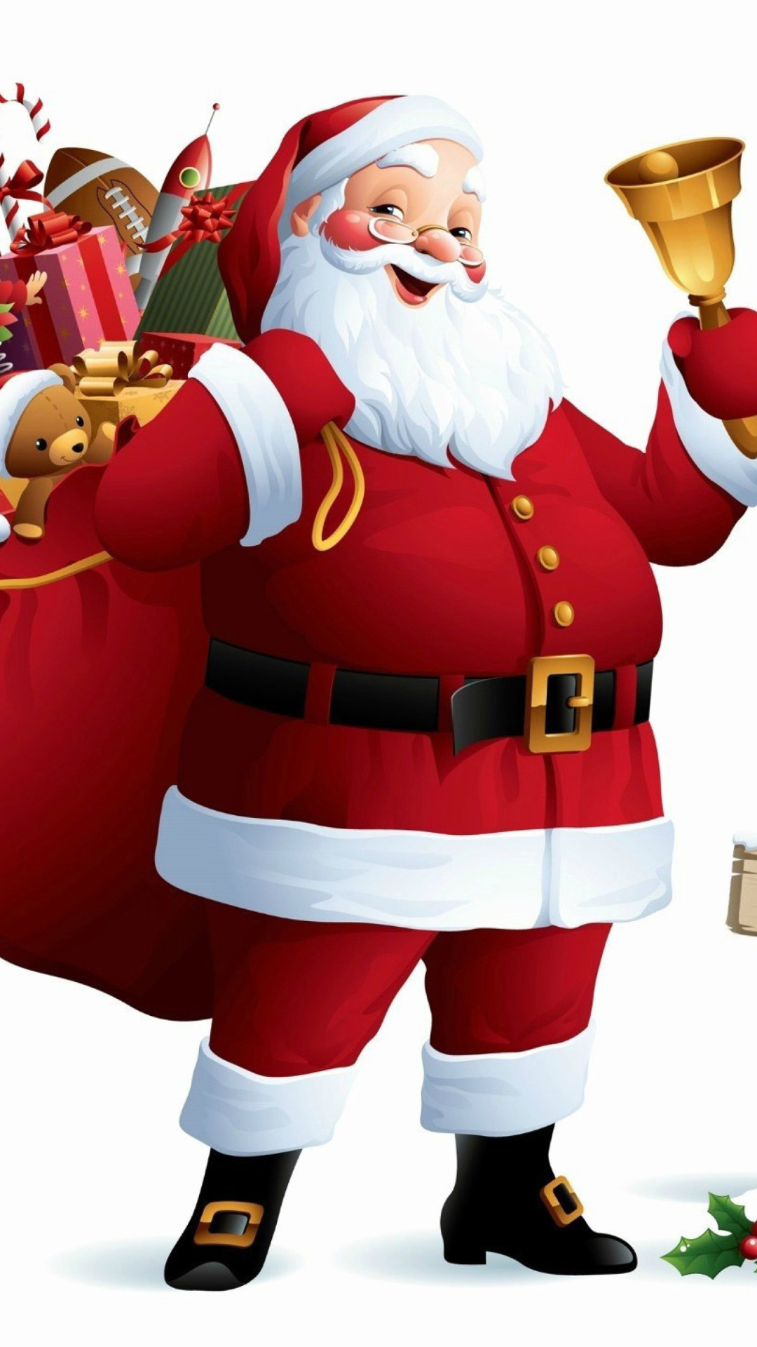 Обои HO HO HO Merry Christmas Santa Claus 1080x1920
