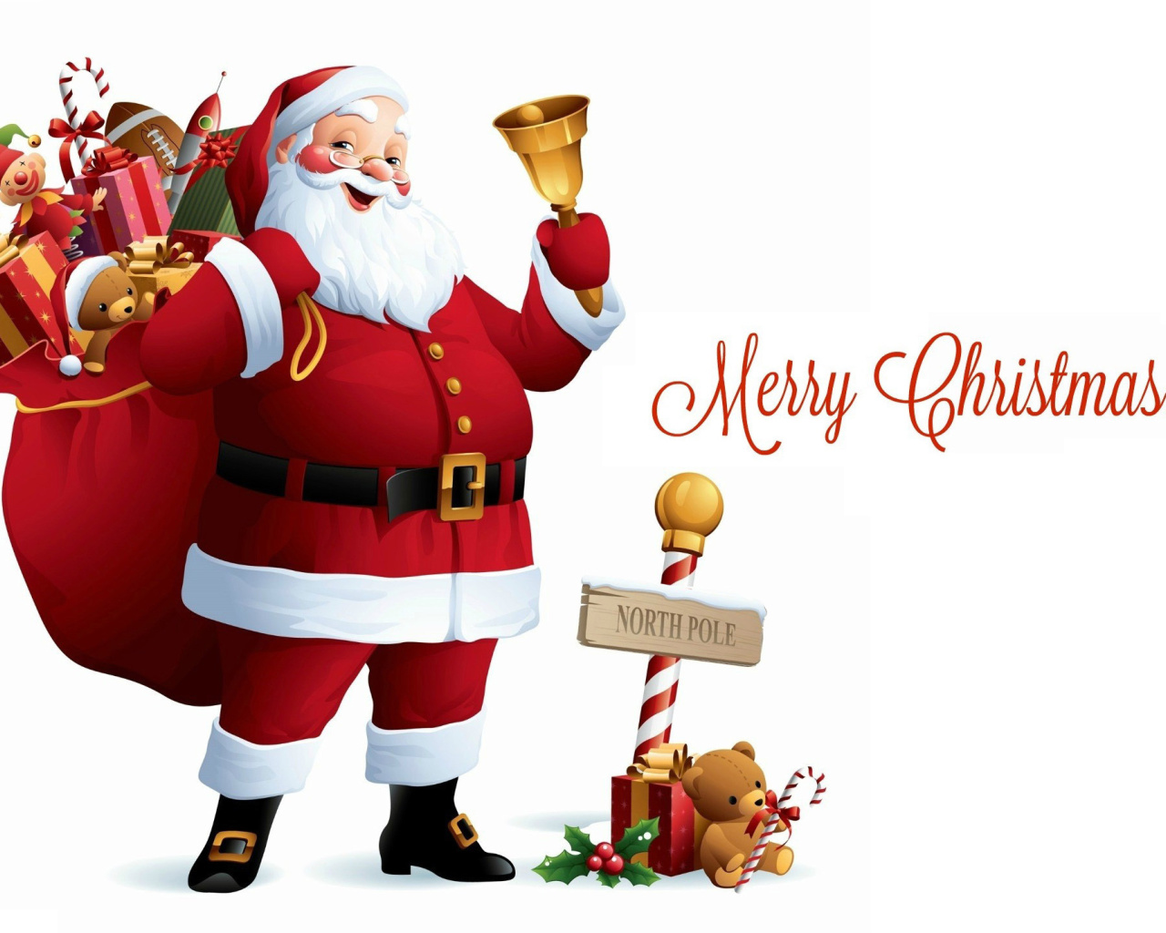 Fondo de pantalla HO HO HO Merry Christmas Santa Claus 1280x1024
