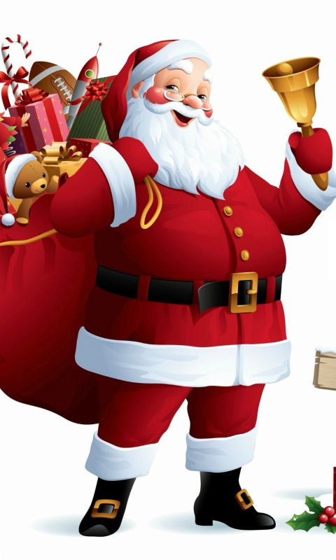 Fondo de pantalla HO HO HO Merry Christmas Santa Claus 480x800