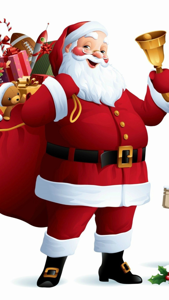 Обои HO HO HO Merry Christmas Santa Claus 640x1136