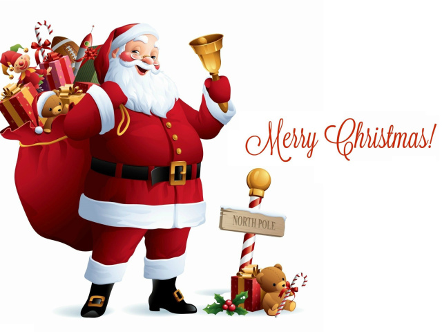 Sfondi HO HO HO Merry Christmas Santa Claus 640x480