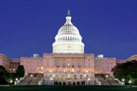 Обои US Capitol at Night Washington 480x320